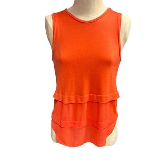 Michael Kors Orange Tiered Sleeveless Blouse Size Small - Picture 3 of 7